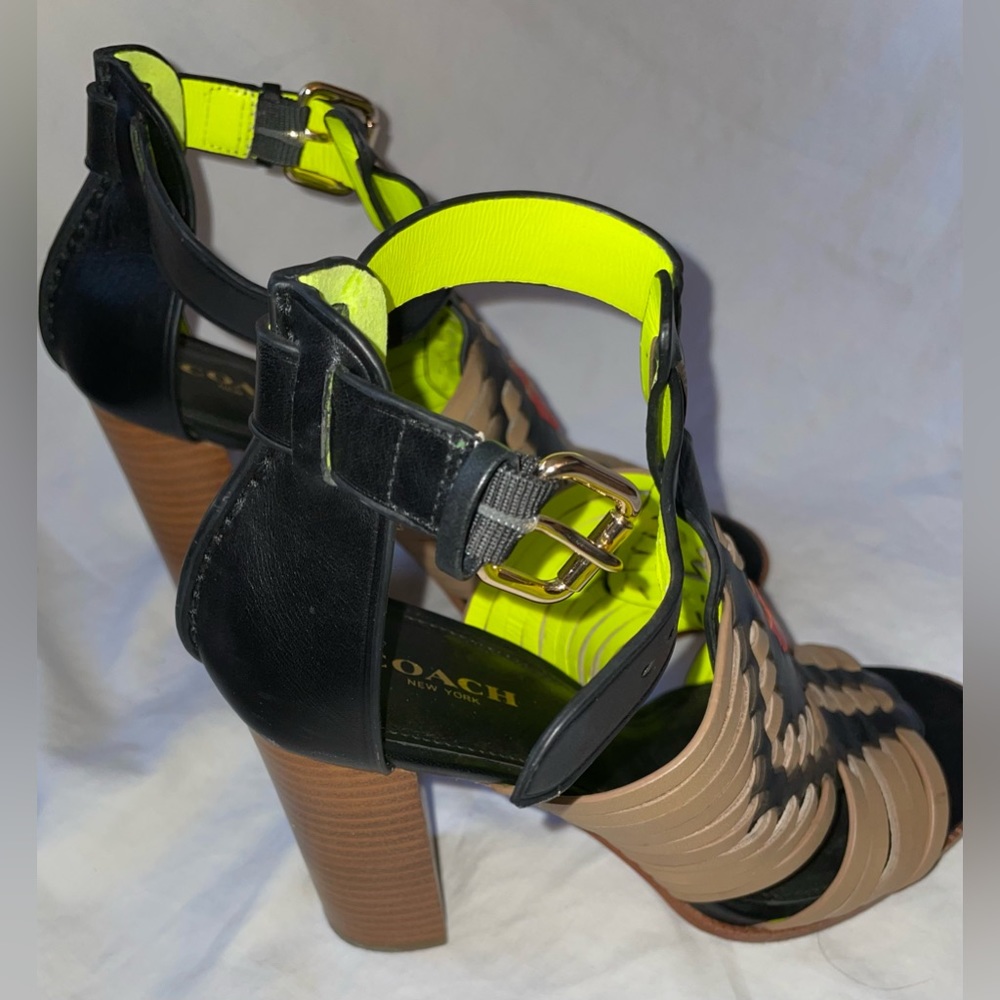 6.5 coach lorrie aztech colorful strap heels COACH - Authenticated